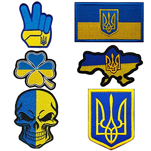 Ukraine Flagge Dreizack Aufnäher Applikationen Ukrainische Flagge Armee Bestickte Patches Applique Taktische Militär Morale Emblem Armband Abzeichen von APBVIHL