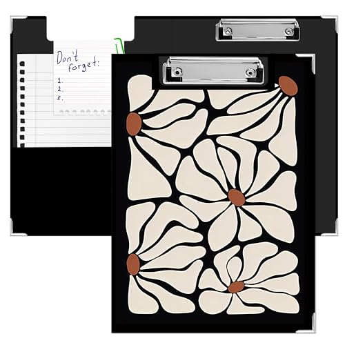 APJYM Boho-Klemmbrett mit abstraktem Blumenmuster, mit Aufbewahrung für den Schreibtisch, Beige und Schwarz, neutrale Blumen, Padfolio mit Klemmbrett für Krankenschwestern, Lehrer, Studenten, Zubehör APJYM Boho-Klemmbrett mit abstraktem Blumenmuster, mit Aufbewahrung für den Schreibtisch, Beige und Schwarz, neutrale Blumen, Padfolio mit Klemmbrett für Krankenschwestern, Lehrer, Studenten, Zubehör von APJYM