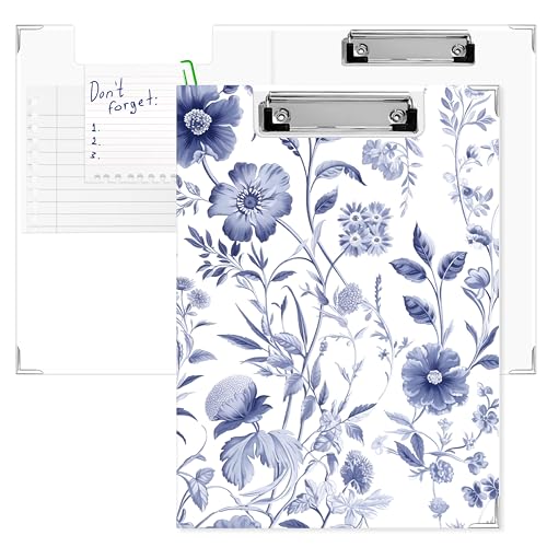 APJYM Chinoiserie Klemmbrett mit blauem Blumenmuster, mit Aufbewahrung für den Schreibtisch, Vintage-Blaue und weiße Blumen, Padfolio mit Klemmbrett für Krankenschwestern, Lehrer, Studenten, Zubehör APJYM Chinoiserie Klemmbrett mit blauem Blumenmuster, mit Aufbewahrung für den Schreibtisch, Vintage-Blaue und weiße Blumen, Padfolio mit Klemmbrett für Krankenschwestern, Lehrer, Studenten, Zubehör von APJYM