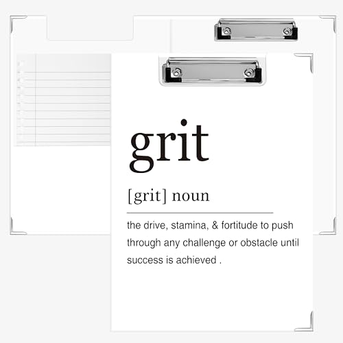 APJYM Grit Definition Inspirierendes Klemmbrett mit Aufbewahrung für den Schreibtisch, motivierende Geschenke, Padfolio mit Klemmbrett für Krankenschwestern, Lehrer, Studenten, Zubehör, 32 x 23,6 cm von APJYM