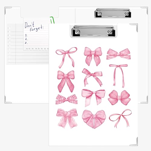 APJYM Pinkes kokettes Schleifenklemmbrett mit Aufbewahrung für den Schreibtisch, adrettes mädchenhaftes rosa ästhetisches Padfolio mit Klemmbrett für Krankenschwestern, Lehrer, Studenten, Zubehör, 32 APJYM Pinkes kokettes Schleifenklemmbrett mit Aufbewahrung für den Schreibtisch, adrettes mädchenhaftes rosa ästhetisches Padfolio mit Klemmbrett für Krankenschwestern, Lehrer, Studenten, Zubehör, 32 von APJYM