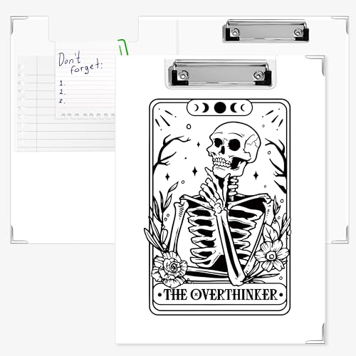 APJYM Skelett Gothic Klemmbrett mit Aufbewahrung für den Schreibtisch, The Overthinker Tarotkarten-Padfolio mit Klemmbrett für Krankenschwestern, Studenten, Frauen, Männer, Zubehör, 32 x 23,6 cm APJYM Skelett Gothic Klemmbrett mit Aufbewahrung für den Schreibtisch, The Overthinker Tarotkarten-Padfolio mit Klemmbrett für Krankenschwestern, Studenten, Frauen, Männer, Zubehör, 32 x 23,6 cm von APJYM