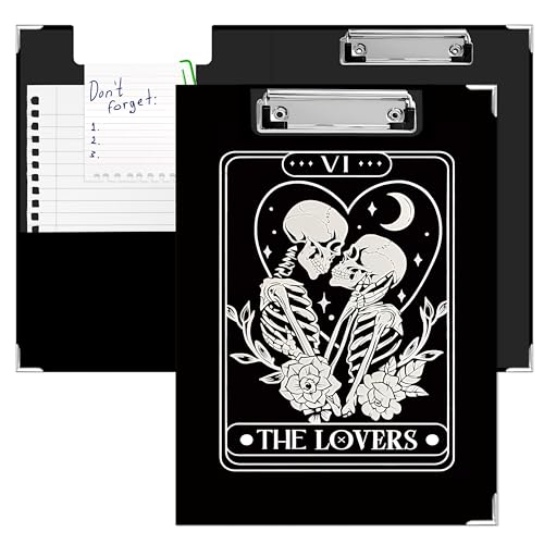 APJYM The Love Tarotkarten-Klemmbrett mit Aufbewahrung für den Schreibtisch, schwarzes Skelett, Gothic-Padfolio mit Klemmbrett für Krankenschwestern, Lehrer, Studenten, Zubehör, 32 x 23,6 cm APJYM The Love Tarotkarten-Klemmbrett mit Aufbewahrung für den Schreibtisch, schwarzes Skelett, Gothic-Padfolio mit Klemmbrett für Krankenschwestern, Lehrer, Studenten, Zubehör, 32 x 23,6 cm von APJYM