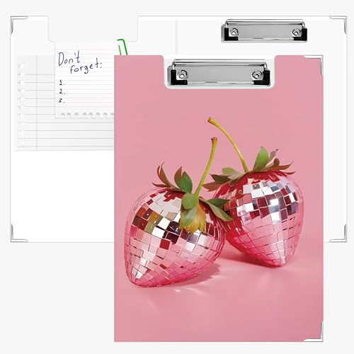 APJYM Trendiges pinkes Disco-Erdbeerball-Klemmbrett mit Stauraum für den Schreibtisch, adrettes Kokette-Erdbeer-Padfolio mit Klemmbrett für Krankenschwestern, Lehrer, Studenten, Zubehör, 32 x 23,6 cm APJYM Trendiges pinkes Disco-Erdbeerball-Klemmbrett mit Stauraum für den Schreibtisch, adrettes Kokette-Erdbeer-Padfolio mit Klemmbrett für Krankenschwestern, Lehrer, Studenten, Zubehör, 32 x 23,6 cm von APJYM