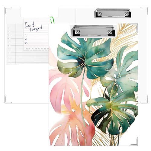 APJYM Tropisches Monstera-Blatt-Klemmbrett mit Aufbewahrung für den Schreibtisch, Retro-grüne und rosa Blätter, botanisches Padfolio mit Klemmbrett für Krankenschwestern, Lehrer, Studenten, Zubehör APJYM Tropisches Monstera-Blatt-Klemmbrett mit Aufbewahrung für den Schreibtisch, Retro-grüne und rosa Blätter, botanisches Padfolio mit Klemmbrett für Krankenschwestern, Lehrer, Studenten, Zubehör von APJYM