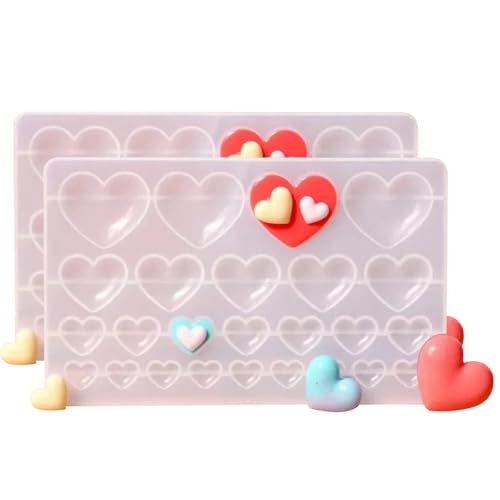 APKOL 2pcs Herzform Epoxidharz Formen Liebe Herz Schlüsselanhänger Silikonform Liebe Herz Schmuck Gussform für Valentinstag DIY Handwerk, Türvorhänge, Liebesgelee, Kerzenschmuck-4 Größen,25 Hohlraum APKOL 2pcs Herzform Epoxidharz Formen Liebe Herz Schlüsselanhänger Silikonform Liebe Herz Schmuck Gussform für Valentinstag DIY Handwerk, Türvorhänge, Liebesgelee, Kerzenschmuck-4 Größen,25 Hohlraum von APKOL