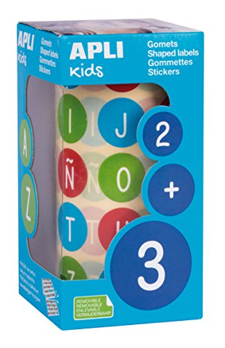 Gomets Appli, selbstklebend, rund, Alphabet, 20 mm Durchmesser, mehrfarbig von APLI Kids