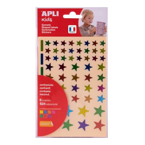 APLI Kids 18396 Beutel Gomets Sterne bunt metallic permanent 6 Blätter von APLI Kids