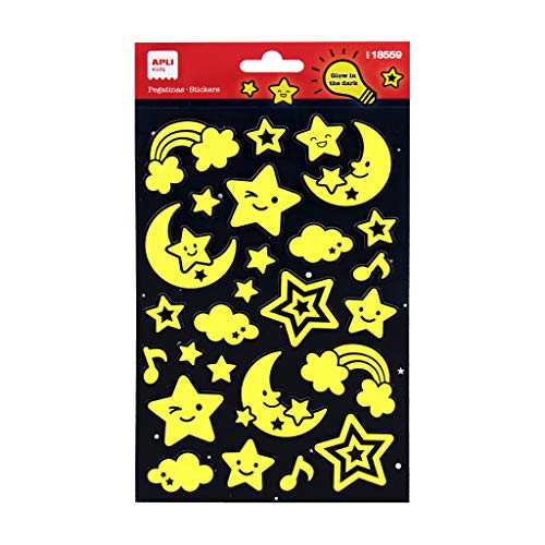 APLI Kids 18559 Leuchtsticker Mond und Sterne, leuchtet im Dunkeln, 1 Bogen mit 26 permanent haftenden Aufklebern (18559) APLI Kids 18559 Leuchtsticker Mond und Sterne, leuchtet im Dunkeln, 1 Bogen mit 26 permanent haftenden Aufklebern (18559) von APLI Kids