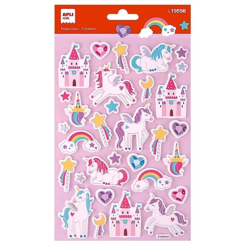 APLI Kids 19598 Maxi Einhorn Aufkleber 1 Bogen mit 32 Permanentkleber Sticker Ideal für Scrapbooking, Dekoration oder DIY APLI Kids 19598 Maxi Einhorn Aufkleber 1 Bogen mit 32 Permanentkleber Sticker Ideal für Scrapbooking, Dekoration oder DIY von APLI Kids