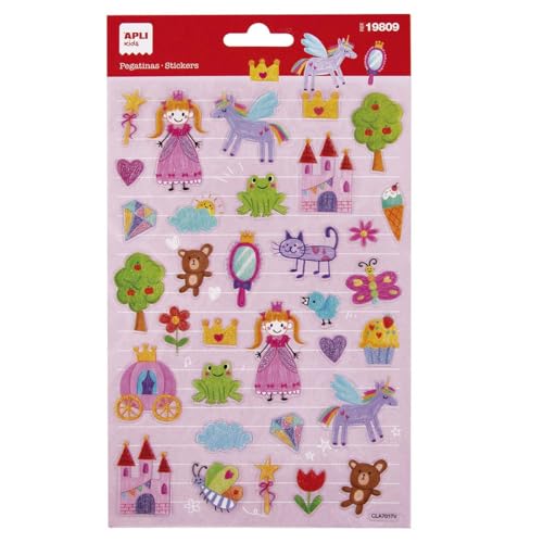 APLI Kids 19809 Maxi-Sticker Prinzessinnen, 1 Blatt mit 33 Aufklebern mit Glitzer-Finish, permanent klebend, ideal für Scrapbooking, Dekoration oder DIY APLI Kids 19809 Maxi-Sticker Prinzessinnen, 1 Blatt mit 33 Aufklebern mit Glitzer-Finish, permanent klebend, ideal für Scrapbooking, Dekoration oder DIY von APLI Kids