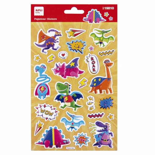 APLI Kids 19810 Maxi-Aufkleber Superhelden Dinosaurier, 1 Bogen mit 25 Dinosaurier-Aufklebern in Form von Superhelden, gesteppt, ideal für Scrapbooking, Dekoration oder DIY APLI Kids 19810 Maxi-Aufkleber Superhelden Dinosaurier, 1 Bogen mit 25 Dinosaurier-Aufklebern in Form von Superhelden, gesteppt, ideal für Scrapbooking, Dekoration oder DIY von APLI Kids