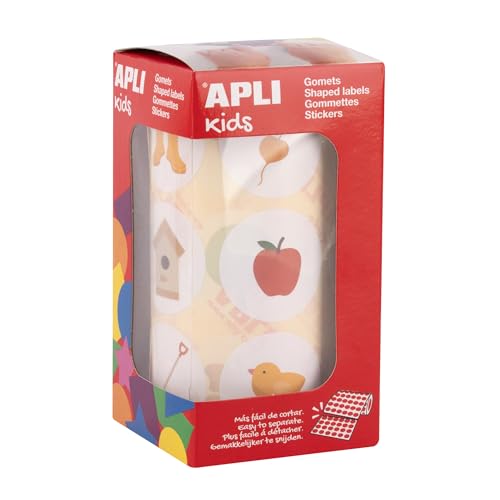 APLI Kids 20051-33 mm runde Aufkleber mit Gartenmotiven. von APLI Kids