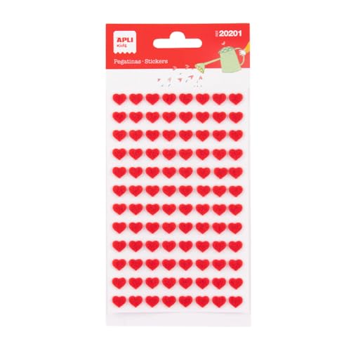 APLI Kids 20201 Aufkleber Herzen aus Filz, 1 Bogen mit permanenten Aufklebern, ideal für Scrapbooking, Dekoration oder DIY von APLI Kids
