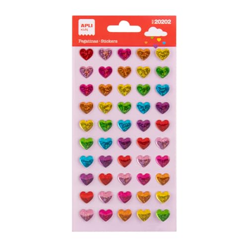 APLI Kids 20202 - Aufkleber Regenbogenherzen, 1 Bogen mit permanenten Aufklebern, ideal für Scrapbooking, Dekoration oder DIY APLI Kids 20202 - Aufkleber Regenbogenherzen, 1 Bogen mit permanenten Aufklebern, ideal für Scrapbooking, Dekoration oder DIY von APLI Kids