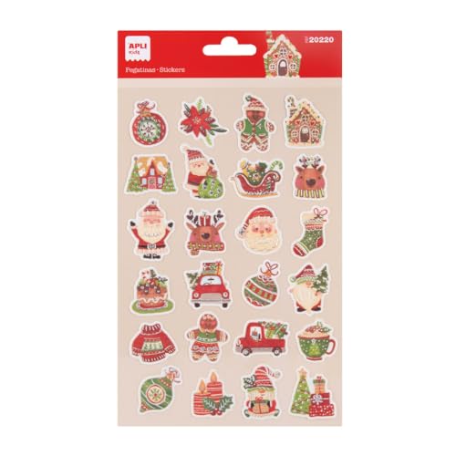 APLI Kids 20220 Weihnachts-Sticker zum Dekorieren, Modell Chritsmas, permanenter Aufkleber, ideal für Scrapbooking, Weihnachtsdekoration, DIY von APLI Kids