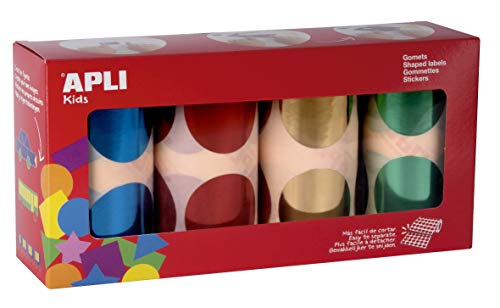 APLI Kids 18303 - Packung mit runden Metallic-Gummibändern, XXL, Durchmesser 45 mm, 4 Farben (Blau, Rot, Gelb und Grün metallic) von APLI Kids