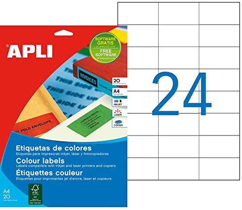 APLI 001593 Etiketten, 70 x 37 mm, permanent, Rot, 480 Stück von APLI