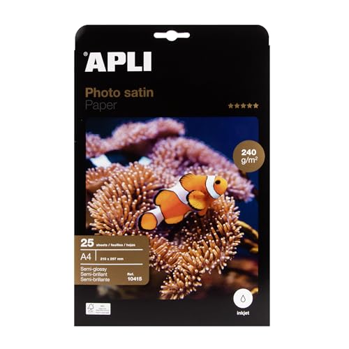 APLI 010415 25 Stück Fotopapier Satin 210 x 297 mm 240 g von APLI