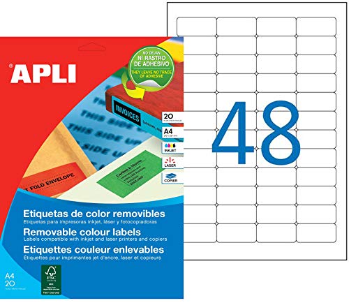 APLI 016685 Set 960 Etiketten Farbe selbstklebendem 45,7 x 21,2 mm rot von APLI