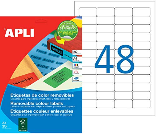 APLI 016685 Set 960 Etiketten Farbe selbstklebendem 45,7 x 21,2 mm rot von APLI