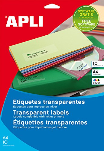 Apli 10053-Etiketten transparent 210 x 297 mm, Paket von 10) von APLI