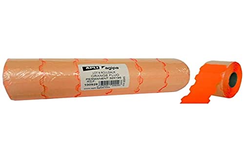 APLI 100929, 6 Rollen, 1000 Etiketten permanent Sinus 32 x 19 mm Neon Orange von APLI