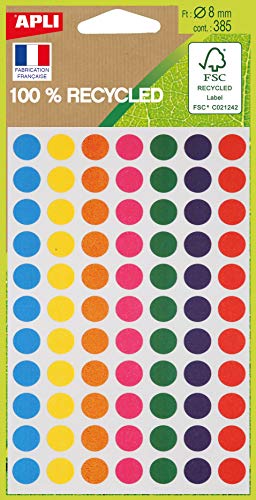 APLI 101781 – Packung mit 385 Tabletten in verschiedenen Farben, 100% recycelt, Durchmesser 8 mm von APLI