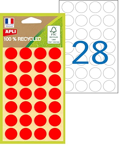 APLI 101784 Farbtabletten, 100% recycelt, 168 Tabletten, 15 mm, Farbe: Rot von APLI