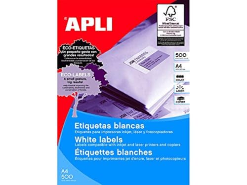 APLI 10563 Box 500 Blätter Etiketten polyvalent 105 x 48 mm, weiß von APLI