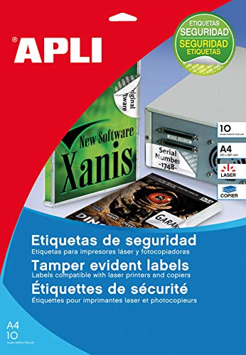 APLI 011271 240 Etiketten der Sicherheit Laser/Kopierer, 40 mm, weiß von APLI
