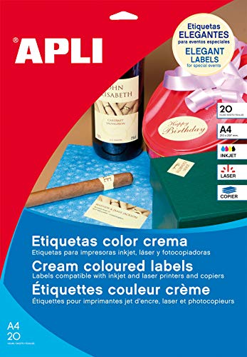 APLI 011800 20 Stück Etiketten Multi Gebrauch 70 x 37 mm creme von APLI