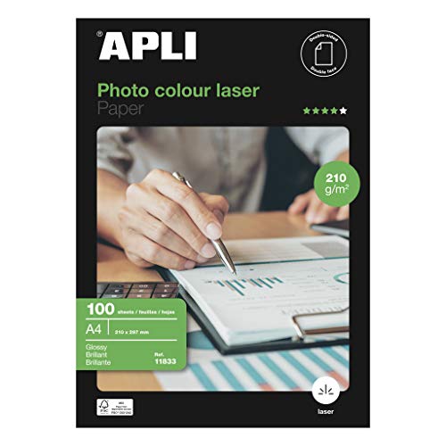 APLI 11833 Laser Glossy 210 GR 100 A4 Druckerpapier von APLI
