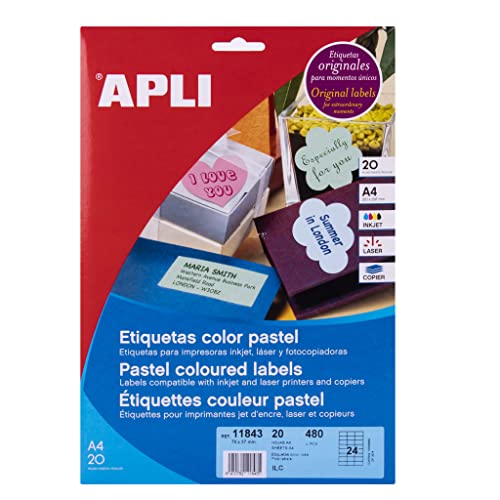 Apli 011843 Mehrzweck-Etiketten, 70 x 37 mm, Pastellrosa, 20 Stück von APLI
