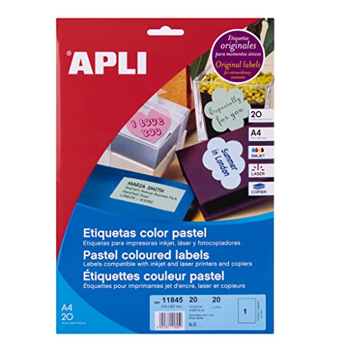 APLI 011845 20 Stück Etiketten Multi Gebrauch 210 x 297 mm blau pastell APLI 011845 20 Stück Etiketten Multi Gebrauch 210 x 297 mm blau pastell von APLI