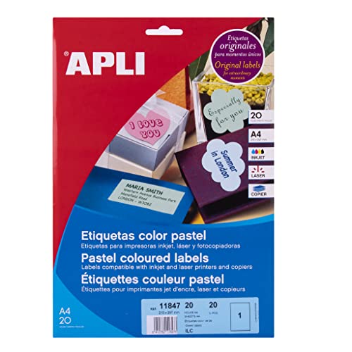 APLI 011847 20 Stück Etiketten Multi Gebrauch 210 x 297 mm pastellgrün von APLI