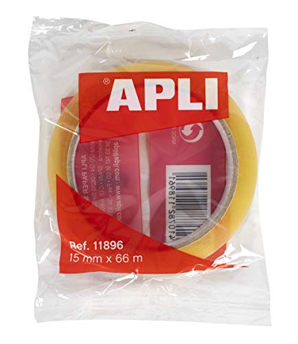 APLI 11896 Klebeband, transparent, 15 mm x 66 m von APLI