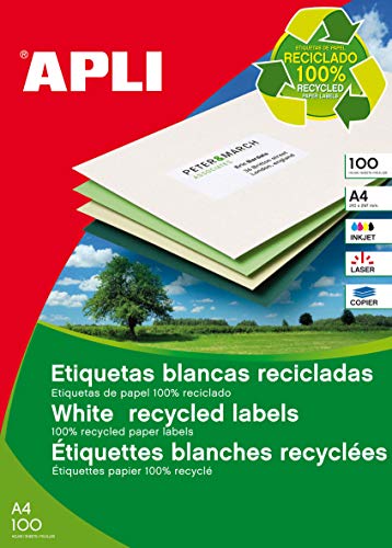 Apli 12061 – Recycling 100 Blatt Karton mit vielseitigen Etiketten, 70 x 37 mm, Stück: 1 Apli 12061 – Recycling 100 Blatt Karton mit vielseitigen Etiketten, 70 x 37 mm, Stück: 1 von APLI