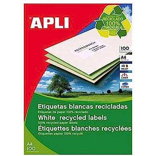 APLI 12068 Recycling-Etiketten, weiß, 105,0 x 148,0 mm, 100 Blatt von APLI