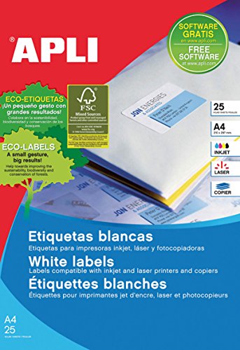 Apli – Etiketten APLI weiße Namensschildern 210 x 297 mm 25 Blatt A4 Apli – Etiketten APLI weiße Namensschildern 210 x 297 mm 25 Blatt A4 von APLI