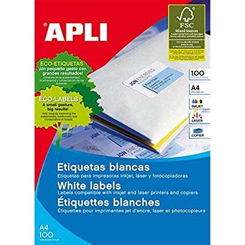Apli 002604 - Pack 100 weiβe Etiketten für Drucker 105X40 Apli 002604 - Pack 100 weiβe Etiketten für Drucker 105X40 von APLI