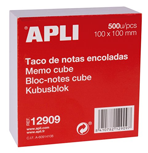 APLI 12909 Haftnotizen, 100 x 100 mm, 500 Blatt, weiß von APLI