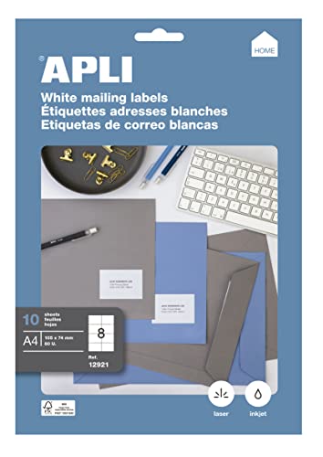 APLI 12921 Permanent-Etiketten, 105,0 x 74,0 mm, 10 Blatt von APLI