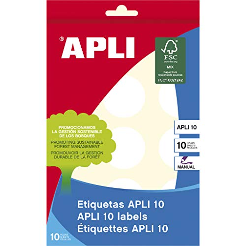 APLI 1630-Etiketten APLI 10 weiß Ø 32,0 mm 10 Blatt von APLI