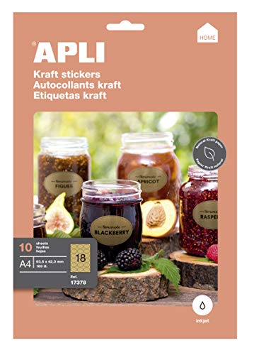 APLI 17378 - Permanente Kraft-Etiketten 63,5 x 42,3 mm 10 Blatt von APLI