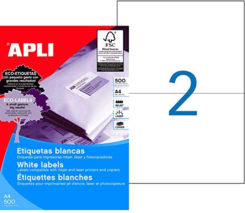 APLI 1787 Box 500 Blätter Etiketten polyvalent 210 x 148 mm, weiß APLI 1787 Box 500 Blätter Etiketten polyvalent 210 x 148 mm, weiß von APLI