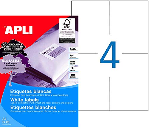 APLI 1797 Box 500 Blätter Etiketten polyvalent 105 x 148 mm, weiß APLI 1797 Box 500 Blätter Etiketten polyvalent 105 x 148 mm, weiß von APLI
