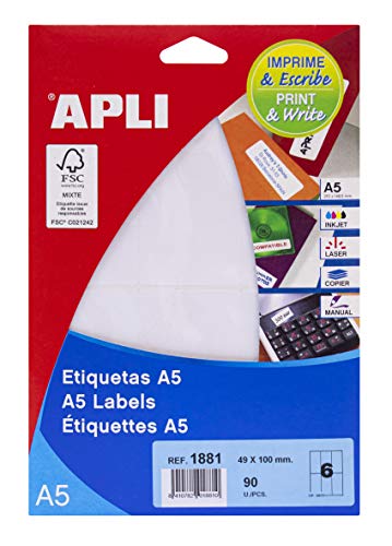 APLI 71y18 Etiketten weiß bedruckbar 49 x 100 mm weiß APLI 71y18 Etiketten weiß bedruckbar 49 x 100 mm weiß von APLI