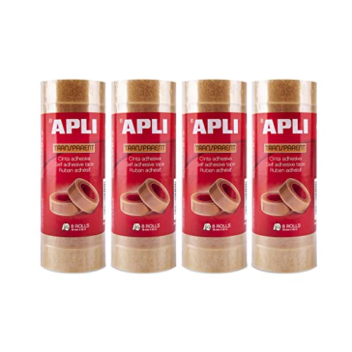 APLI 18961 Packung mit 32 transparenten Klebebändern, 19 mm x 33 m, 4 Türme à 8 Stück APLI 18961 Packung mit 32 transparenten Klebebändern, 19 mm x 33 m, 4 Türme à 8 Stück von APLI