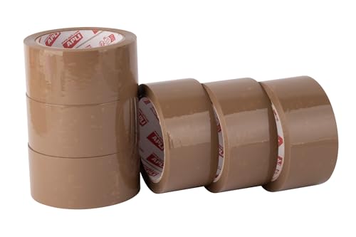APLI 19908 Packung mit 6 Rollen geräuscharmes braunes Klebeband, 48 mm x 66 m, 28 µm, pp Acryl, geräuschloses Verpackungsband, empfohlen für alle Arten der Verwendung APLI 19908 Packung mit 6 Rollen geräuscharmes braunes Klebeband, 48 mm x 66 m, 28 µm, pp Acryl, geräuschloses Verpackungsband, empfohlen für alle Arten der Verwendung von APLI